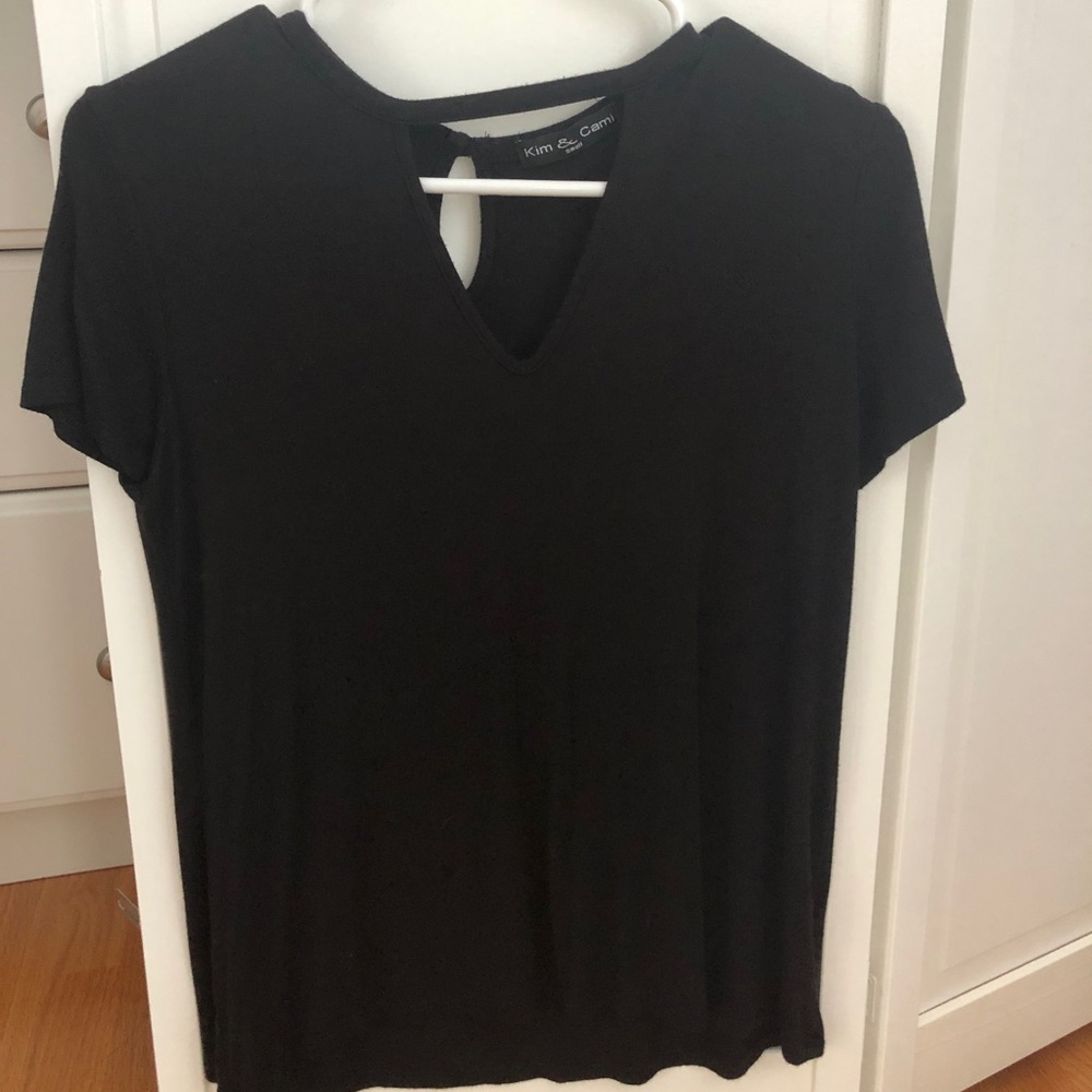 Black T shirt with Eyelet Keyhole